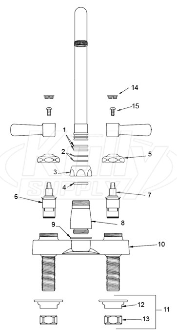 Zurn Z812 4" Centerset Faucet (Gooseneck Spouts) Parts Breakdown