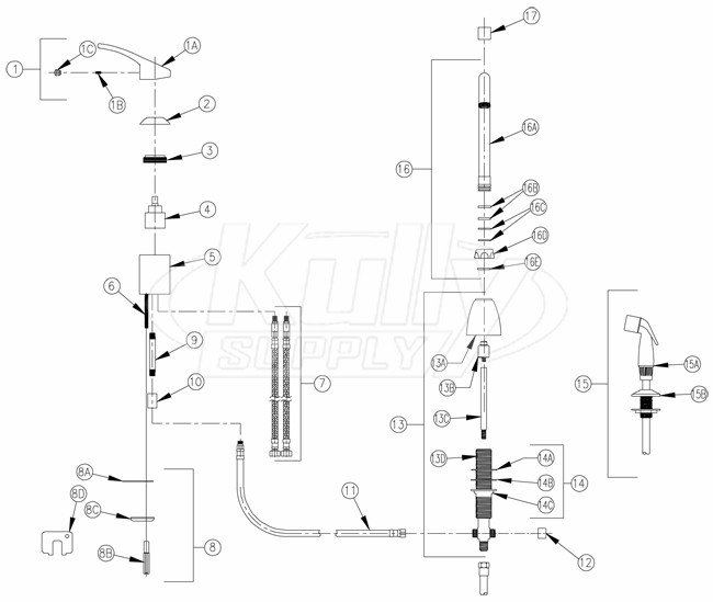 Zurn Z824C0-HS Faucet Parts Breakdown 
