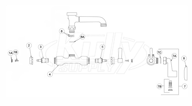 Zurn Z841 Vacuum Breaker Spout Faucet Parts Breakdown 