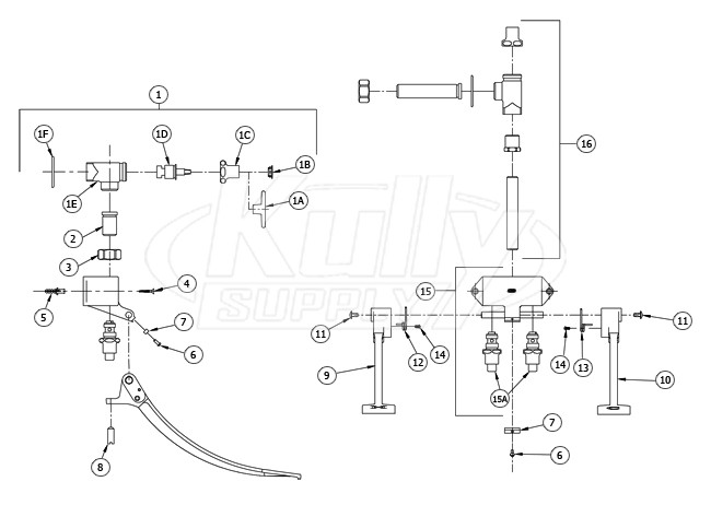 Zurn Z85500-VC-WM Double Foot Pedal Valve Parts Breakdown