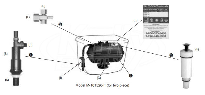 Flushmate M-101526-F Parts Breakdown | KullySupply.com