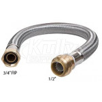 SharkBite U3068FLEX12LF 12" Stainless Steel Water Heater Connector 1/2" x 3/4" FIP - Lead Free