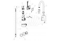 Chicago 116.104.AB.1 Hytronic Wall-Mount Gooseneck Sensor Faucet Parts Breakdown