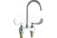 Chicago 895-317GN2AABCP E-Cast Sink Faucet, Gooseneck Spout, Indexed Wristblade Handles, Quaturn Operating Cartridges