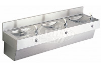 Elkay EDF310C Stainless Steel Three Station NON-REFRIGERATED Drinking Fountain